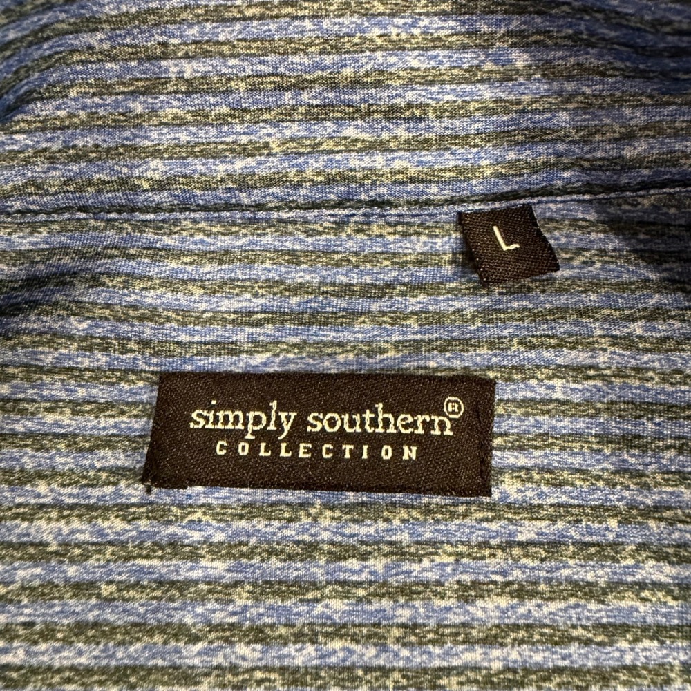 Simply Southern Mens Blue Striped Quarter Zip Pullover Sweater Size Large - Picture 7 of 10